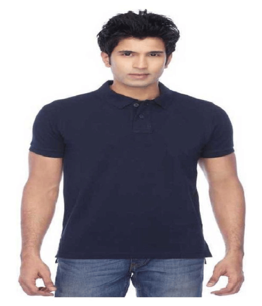 ASAR Cotton Blend Navy Solids T-Shirt     			ASAR Cotton Blend Navy Solids T-Shirt