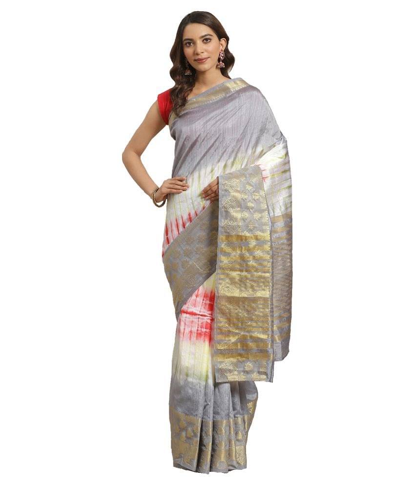 Aarrah Silk Blend Saree With Unstitched Blouse Piece ( Grey ) Aarrah Silk Blend Saree With Unstitched Blouse Piece ( Grey )