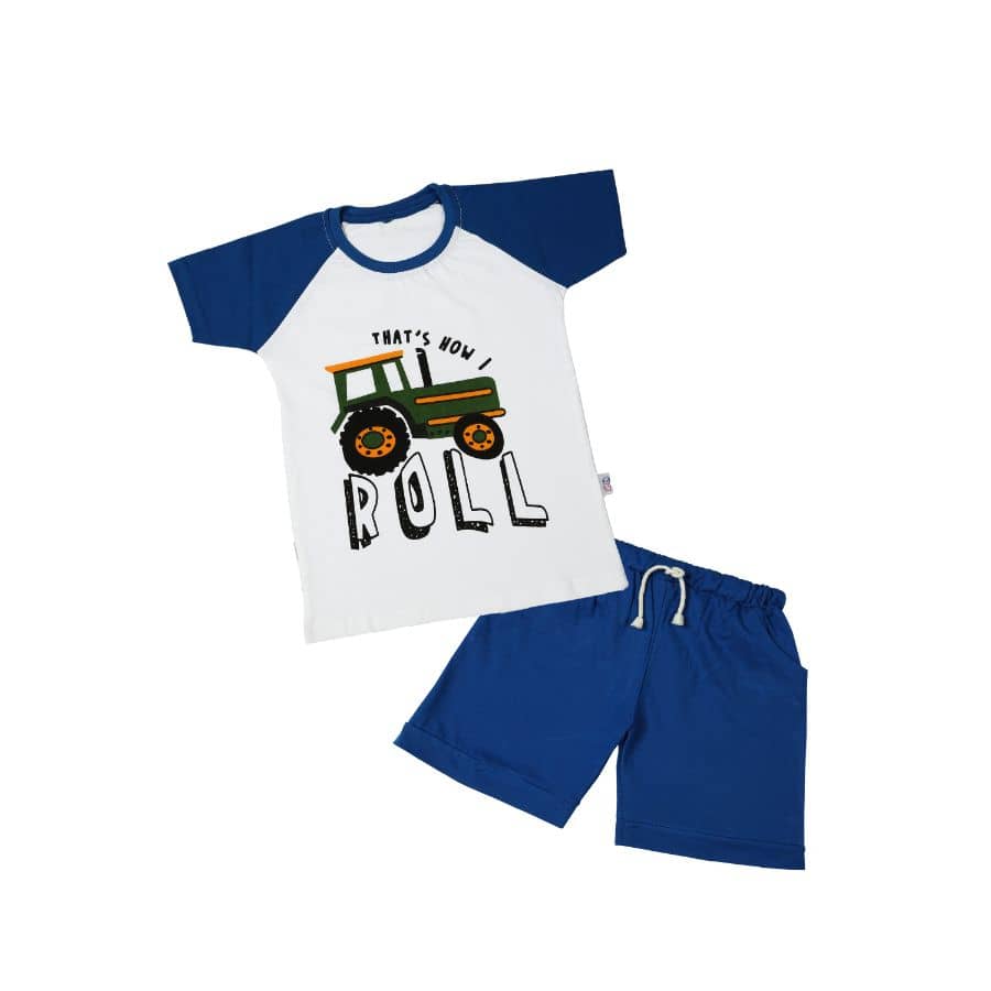 CATCUB Pack of 1 Boys Cotton T-Shirt & Shorts Set ( Blue )