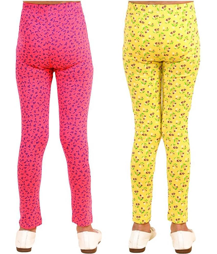 Kids Cave Pack of 1 Girls Cotton Blend Leggings ( Orange )