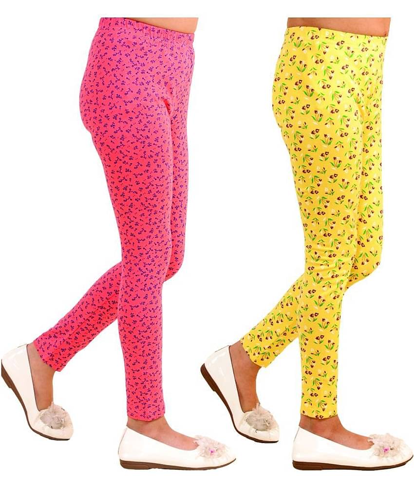 Kids Cave Pack of 1 Girls Cotton Blend Leggings ( Orange )