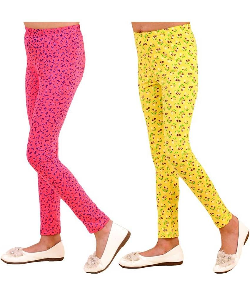 Kids Cave Pack of 1 Girls Cotton Blend Leggings ( Orange )