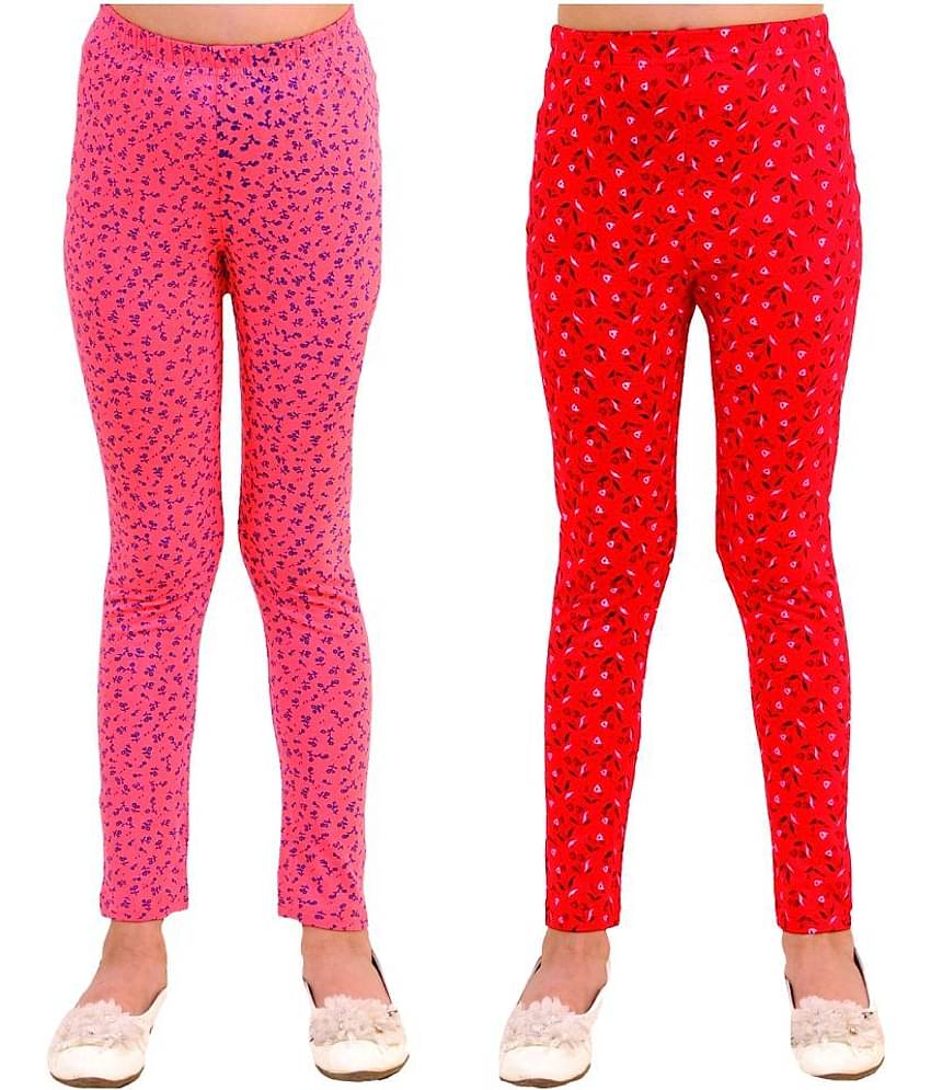 Kids Cave Pack of 1 Girls Cotton Blend Leggings ( Orange )