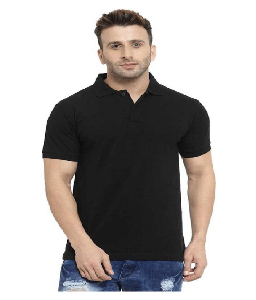 ASAR Cotton Blend Black Solids T-Shirt     			ASAR Cotton Blend Black Solids T-Shirt