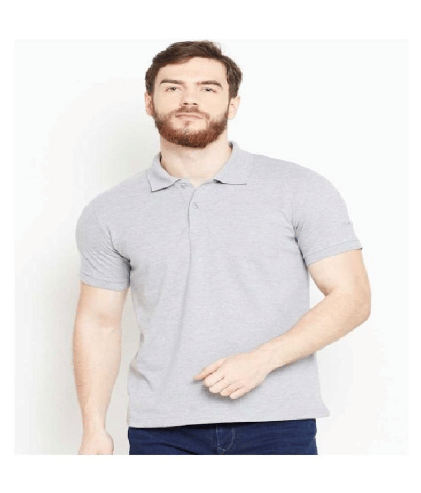     			ASAR Cotton Blend Grey Solids T-Shirt