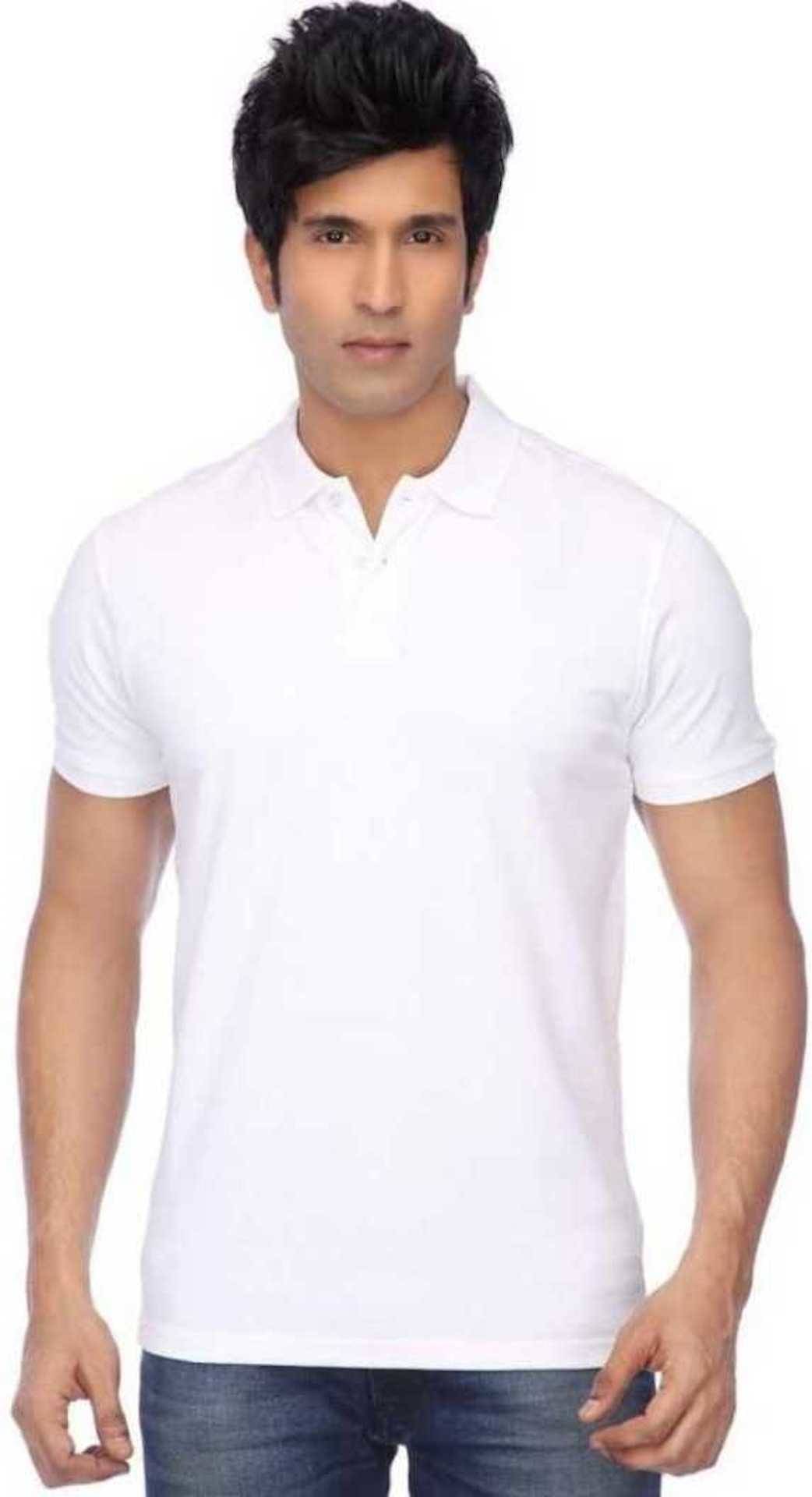     			ASAR White Cotton Blend Polo T-Shirt