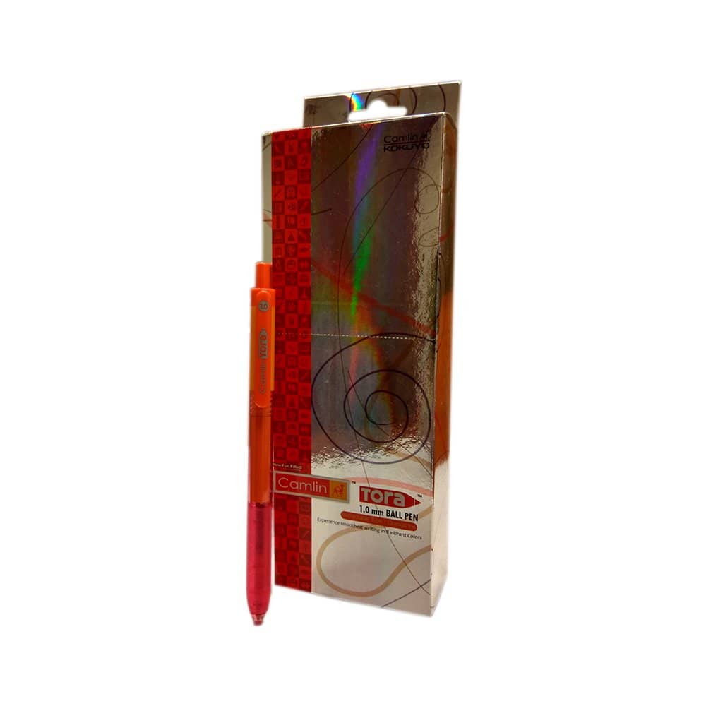 CAMLIN KOKUYO TORA BALL PEN RETRACTABLE ORANGE INK PACK OF 20