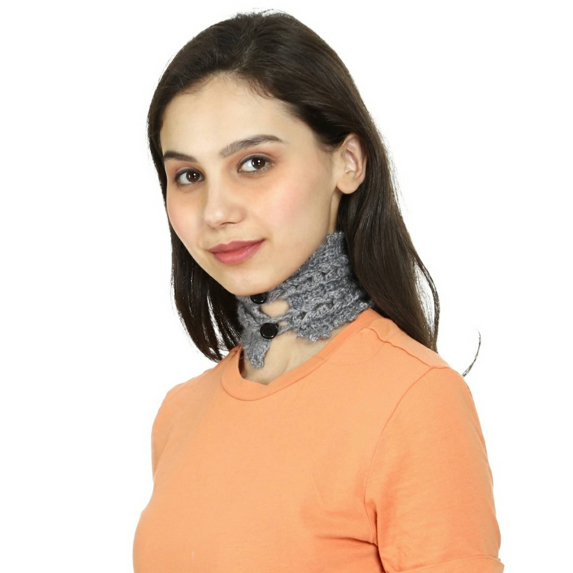 KC Store Women's Grey Handmade Woolen Neck Warmer For Winters KC Store Women's Grey Handmade Woolen Neck Warmer For Winters
