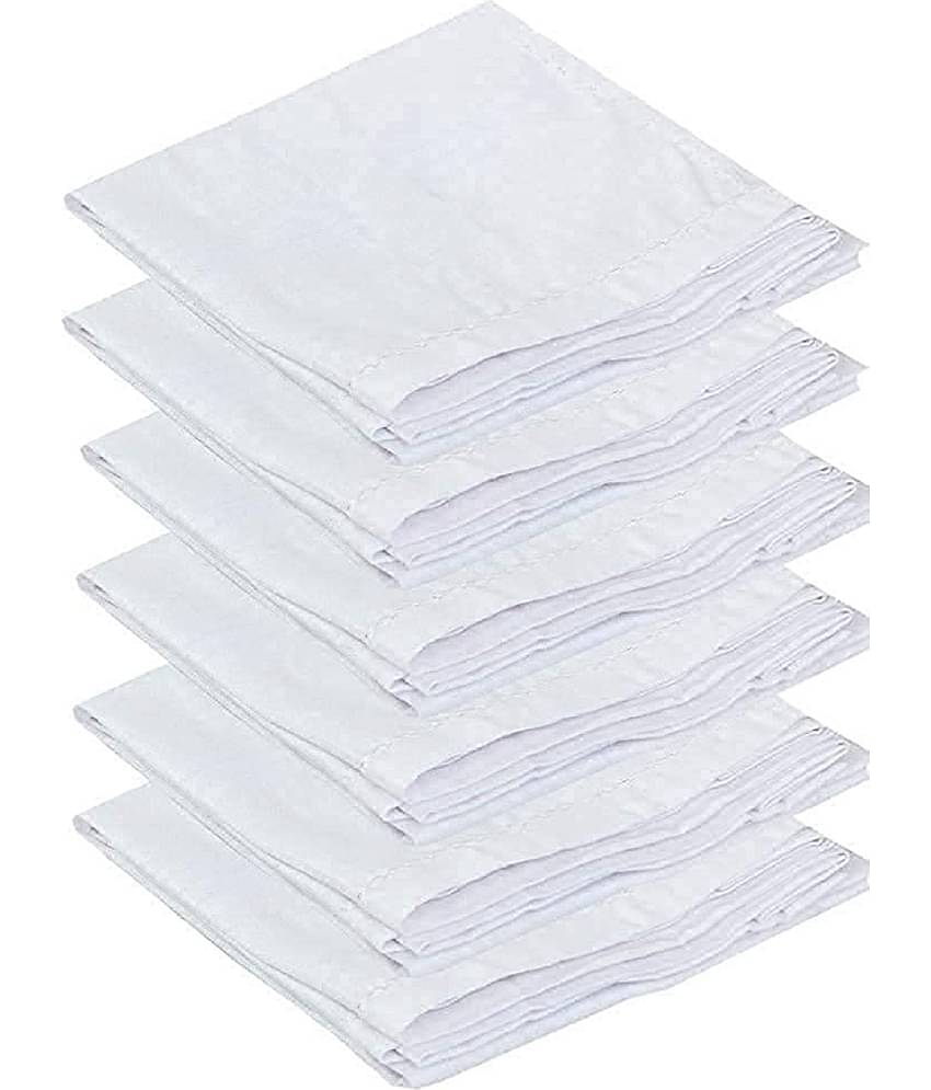 Penyan™ Mens Cotton Handerkerchief Hanky Rumal White Color with Self Design, Full size, Pack of 6