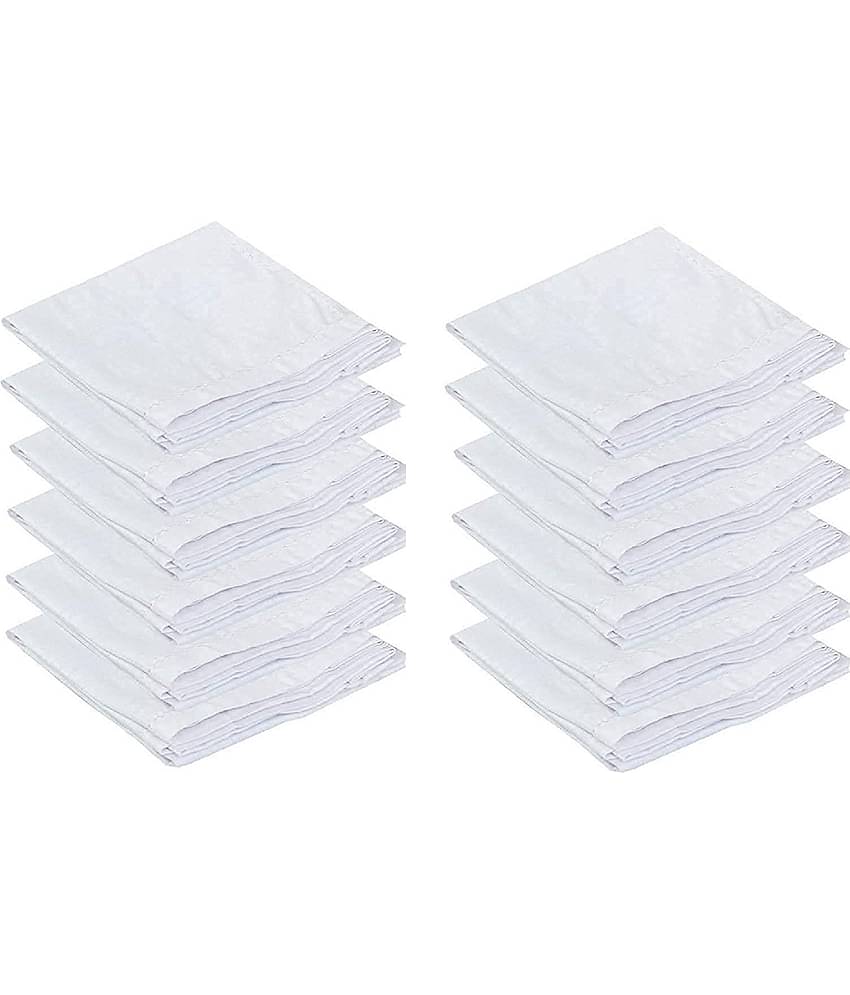 Penyan⢠Mens Cotton Handerkerchief Hanky Rumal White Color with Self Design, Full size, Pack of 12