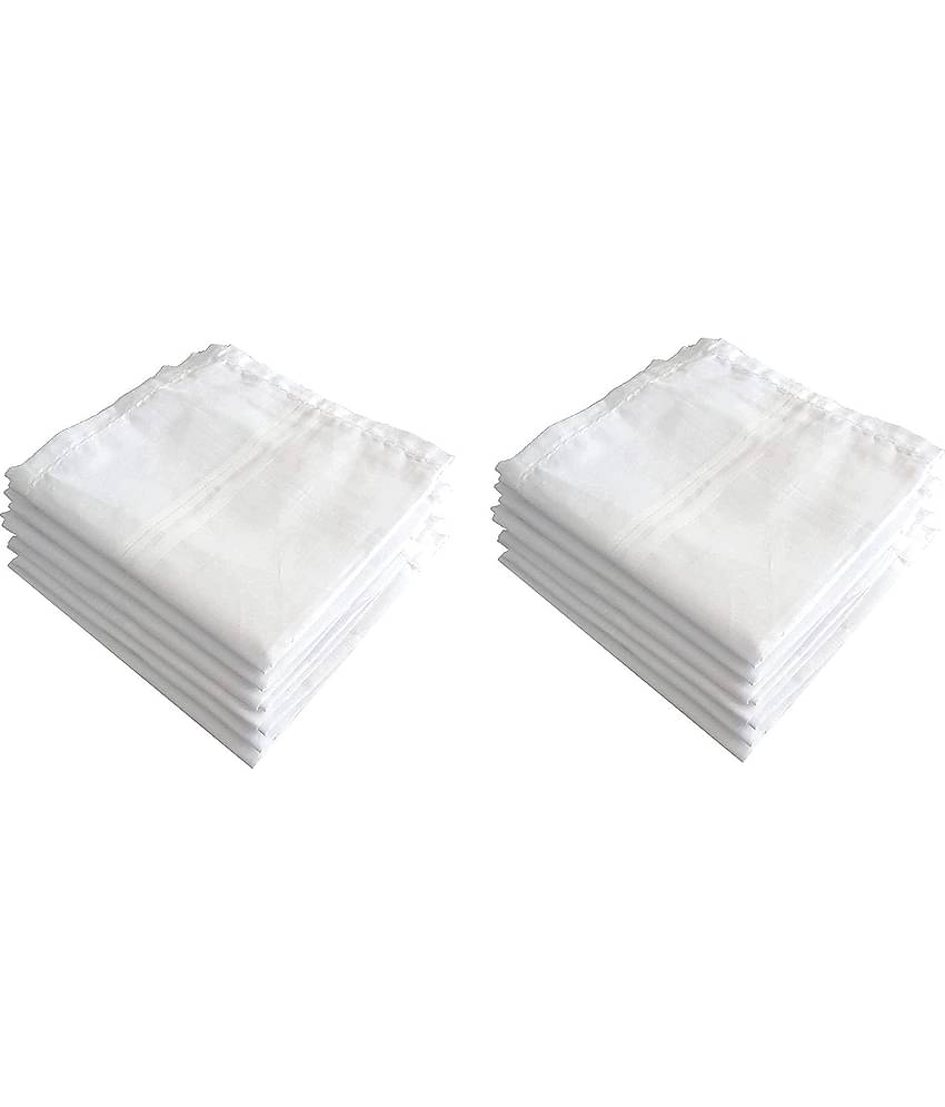 Penyan⢠Mens Cotton Handerkerchief Hanky Rumal White Color with Self Design, Full size, Pack of 12