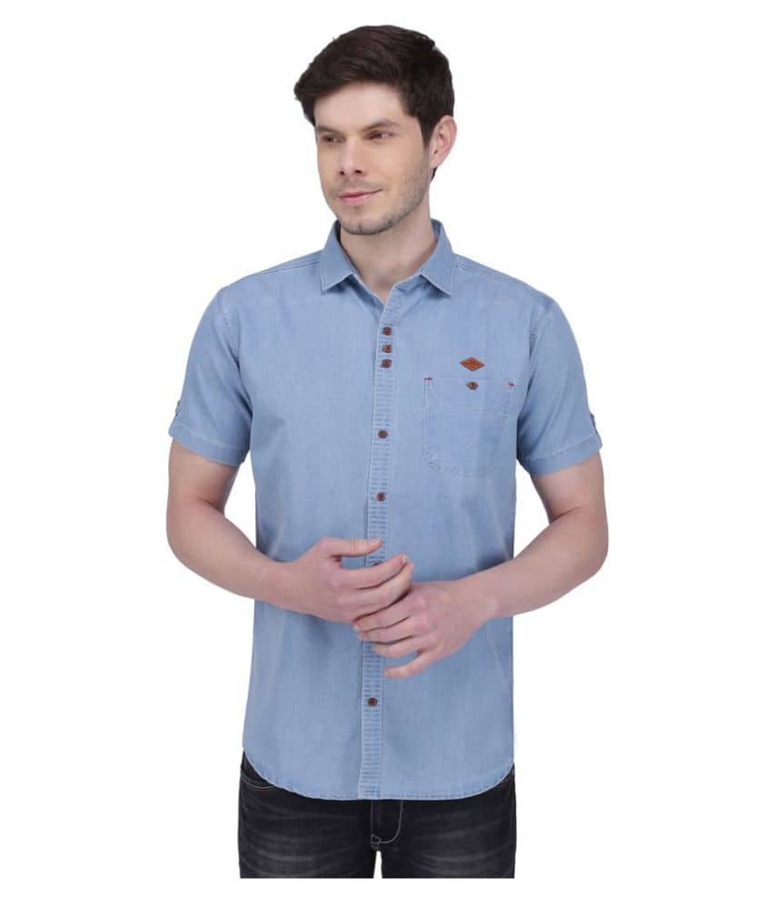 Kuons Avenue Denim Slim Fit Men's Casual Shirt - Blue ( Pack of 1 )