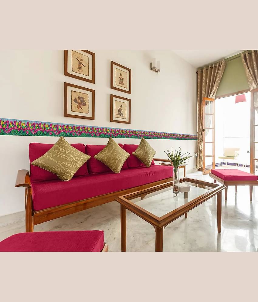 WallDesign Grey Tile Geometric Pattern - 8 cm W x 305 cm L Abstract Sticker ( 305 x 8 cms )