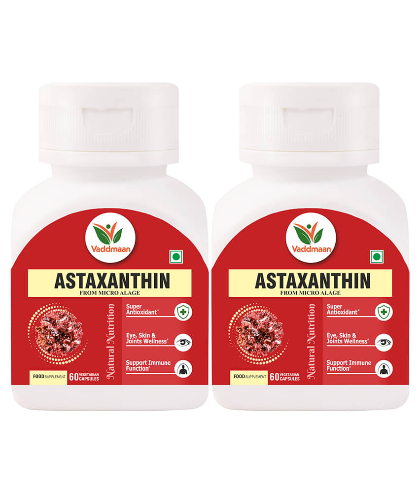     			Vaddmaan Natural Astaxanthin Vegetarian Capsules From Microalgae | Super Antioxidant | Supports Healthy Skin & Eyes | Supports Immunity (Pack of 2)