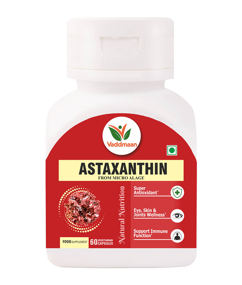     			Vaddmaan Natural Astaxanthin Vegetarian Capsules From Microalgae | Super Antioxidant | Supports Healthy Skin & Eyes | Supports Immunity (Pack of 1)
