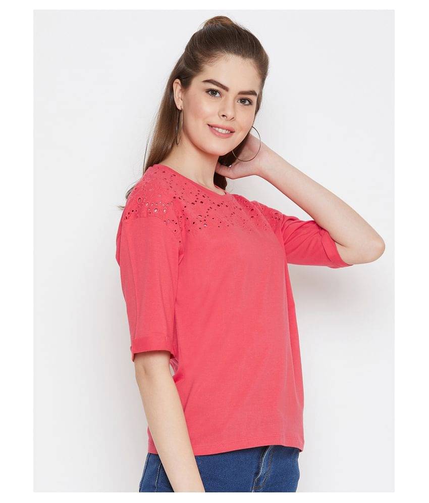     			AUSTIN WOOD Women's Cotton Regular Top ( Pink )