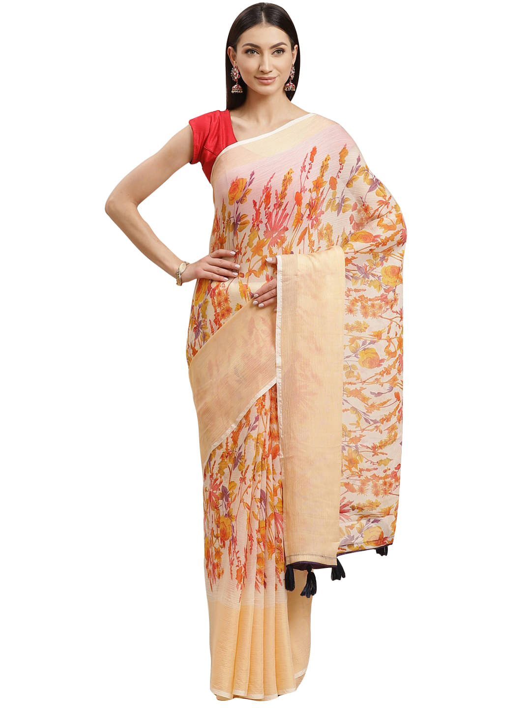     			Aarrah Georgette Saree With Unstitched Blouse Piece ( Beige )