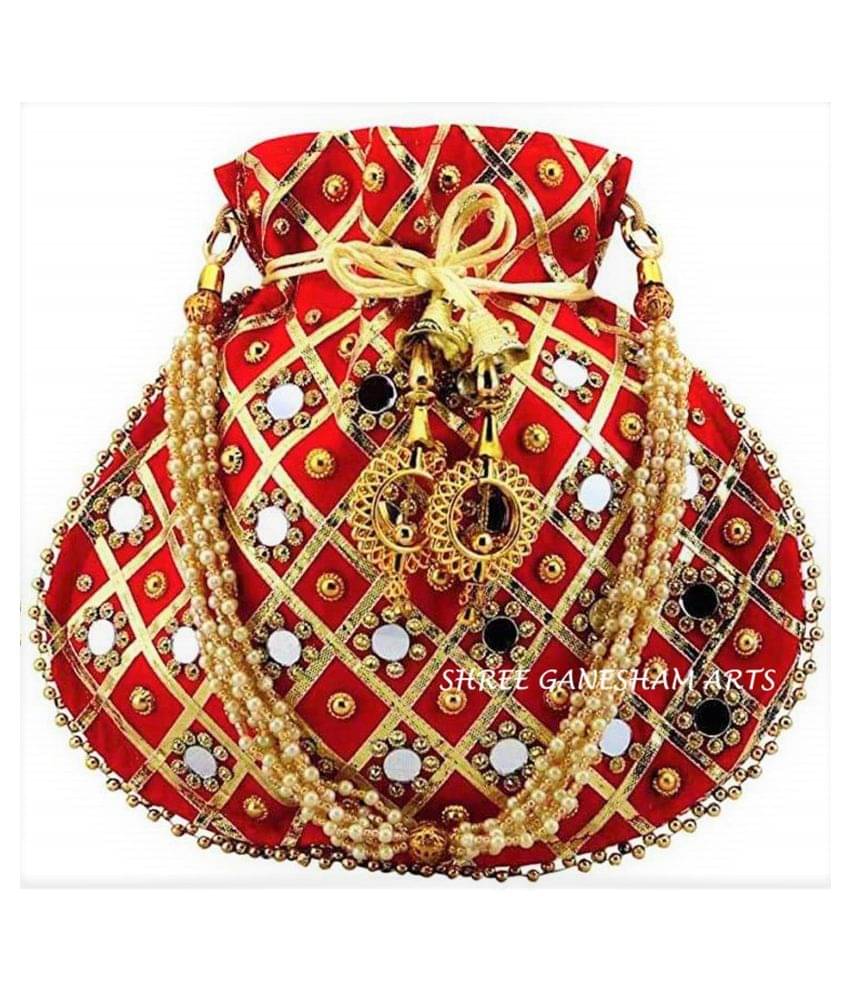    			Bulbul Red Silk Potli