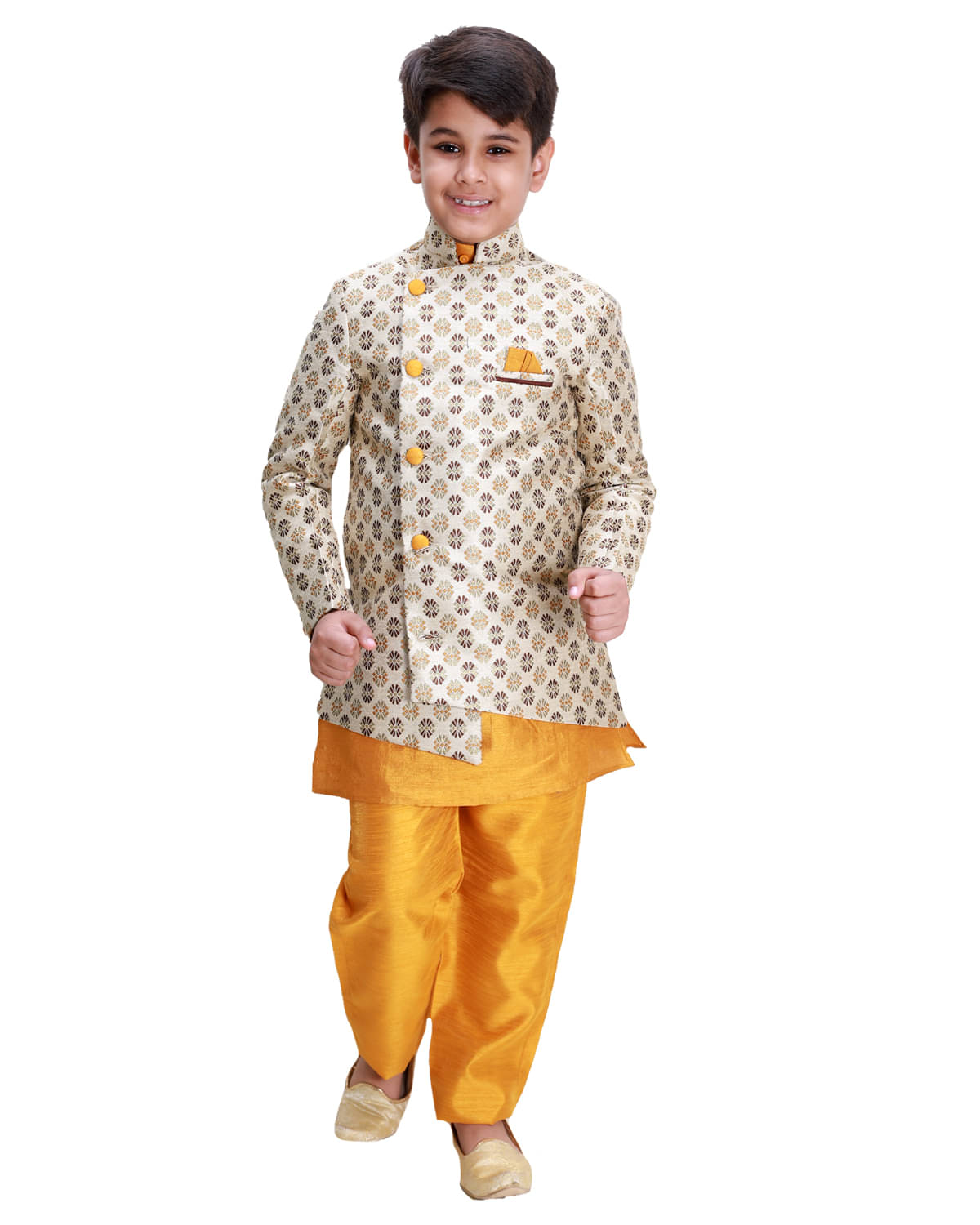     			Fourfolds Boys Cotton Blend ( Pack of 1 , Yellow )