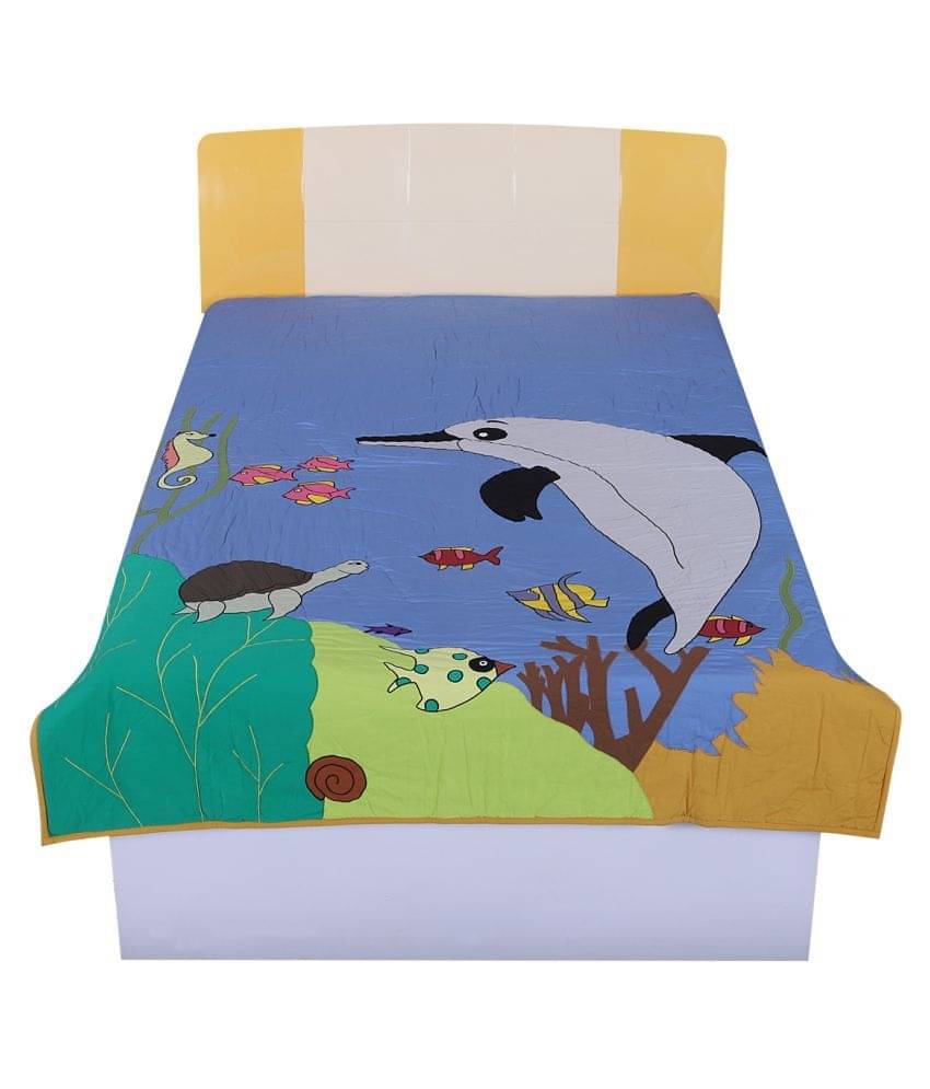 Hugs'n'Rugs Single Cotton Multi Embroidery Comforter     			Hugs'n'Rugs Single Cotton Multi Embroidery Comforter
