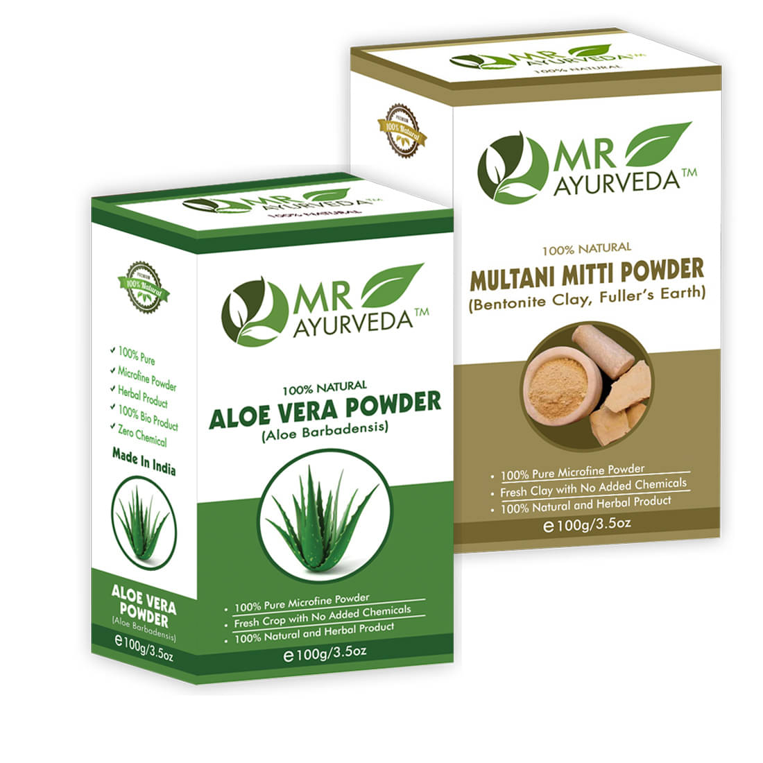 MR Ayurveda 100% Pure Multani Mitti Powder & Aloe Vera Powder Face Pack Masks 200 gm Pack of 2 MR Ayurveda 100% Pure Multani Mitti Powder & Aloe Vera Powder Face Pack Masks 200 gm Pack of 2