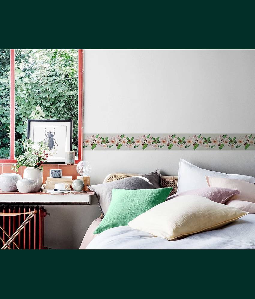 WallDesign Artistic Lilly Flowers - 14 cm W x 153 cm L Floral Sticker ( 153 x 14 cms )