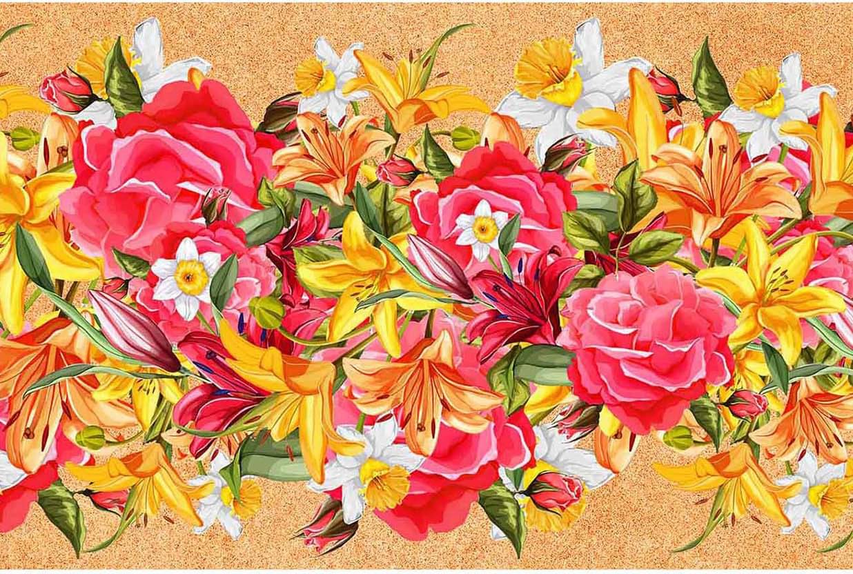 WallDesign Artistic Multi Flowers - 14 cm W x 305 cm L Floral Sticker ( 305 x 14 cms )     			WallDesign Artistic Multi Flowers - 14 cm W x 305 cm L Floral Sticker ( 305 x 14 cms )