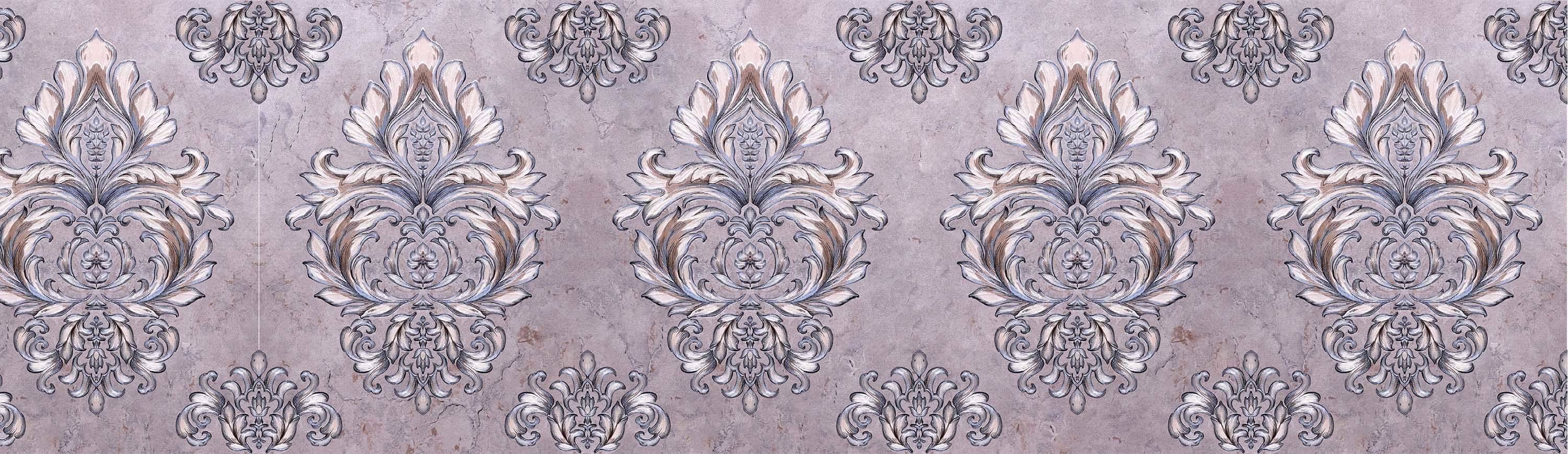     			WallDesign Damask Blue &amp; Violet - 8 cm W x 610 cm L Abstract Sticker ( 610 x 8 cms )