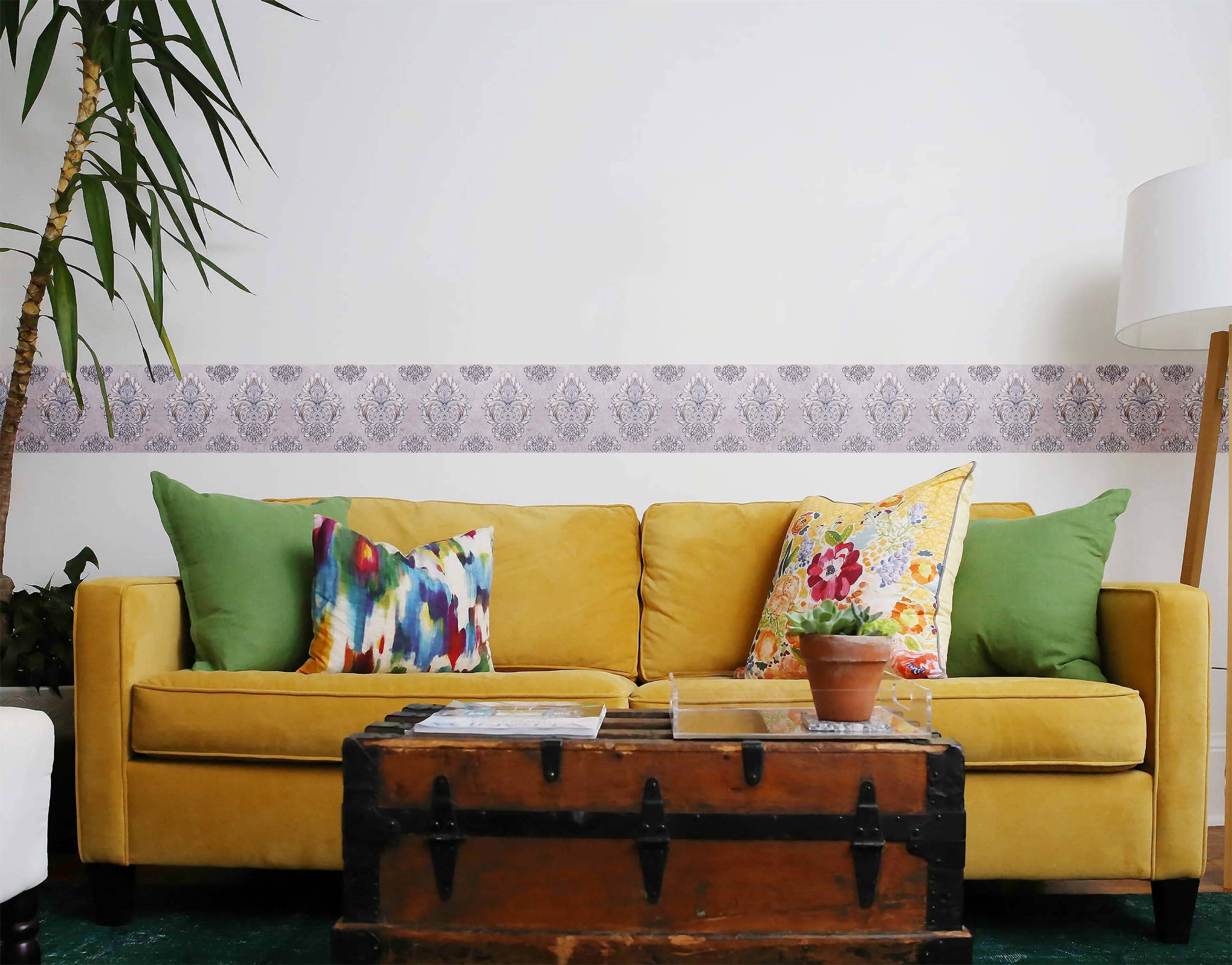     			WallDesign Damask Blue &amp; Violet - 8 cm W x 305 cm L Abstract Sticker ( 305 x 8 cms )