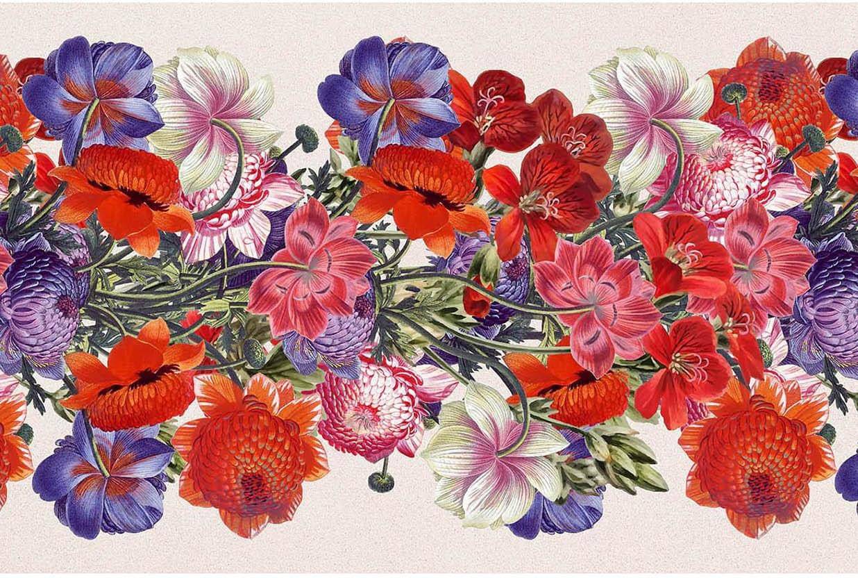     			WallDesign Multicolor Flower & Branches - 14 cm W x 153 cm L Floral Sticker ( 153 x 14 cms )