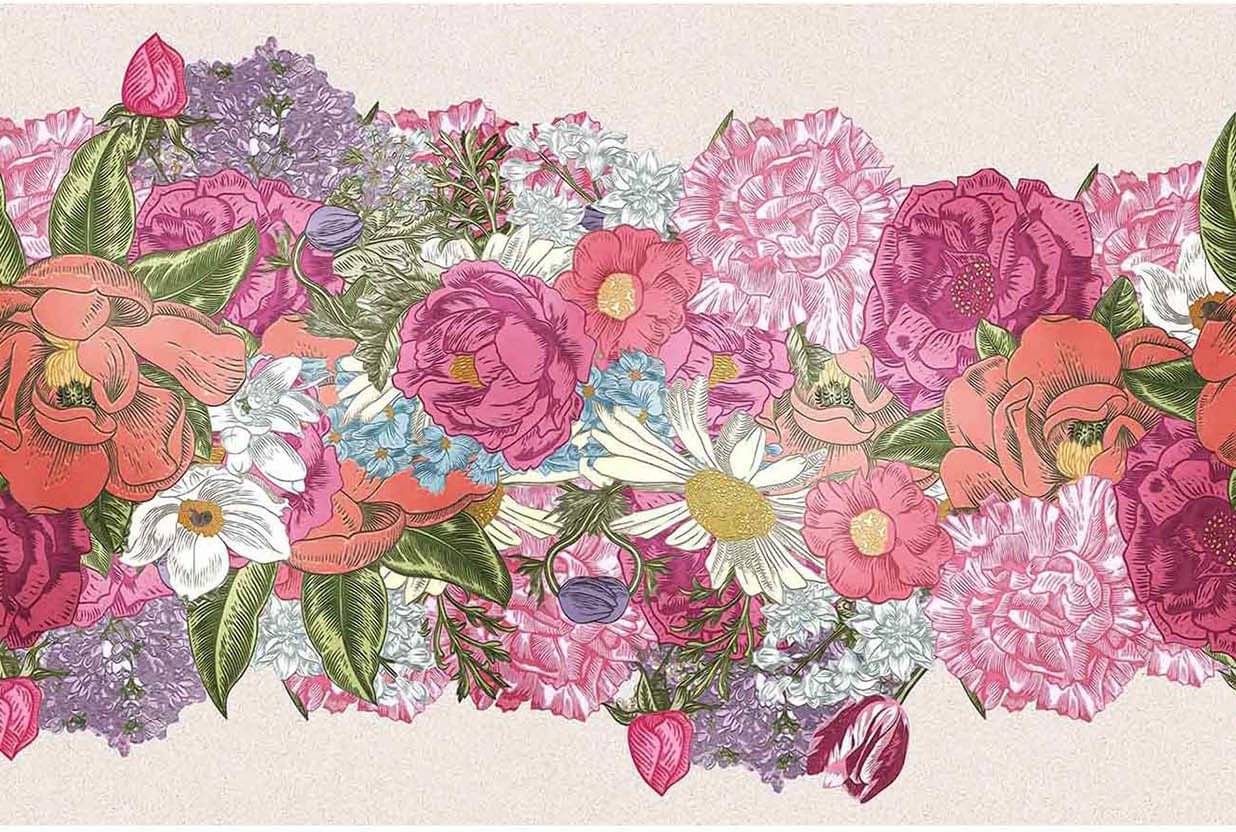 WallDesign Multicolor Flowers & Leaves1 - 14 cm W x 305 cm L Floral Sticker ( 305 x 14 cms )     			WallDesign Multicolor Flowers & Leaves1 - 14 cm W x 305 cm L Floral Sticker ( 305 x 14 cms )