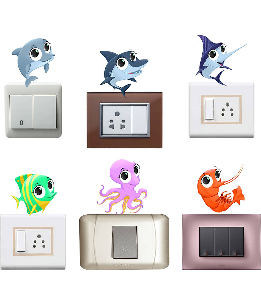WallDesign Sealife Elements Vinyl Switch Board Sticker - Pack of 6