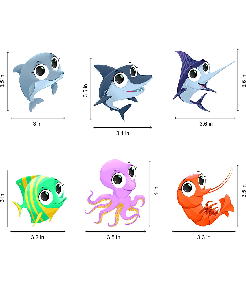 WallDesign Sealife Elements Vinyl Switch Board Sticker - Pack of 6