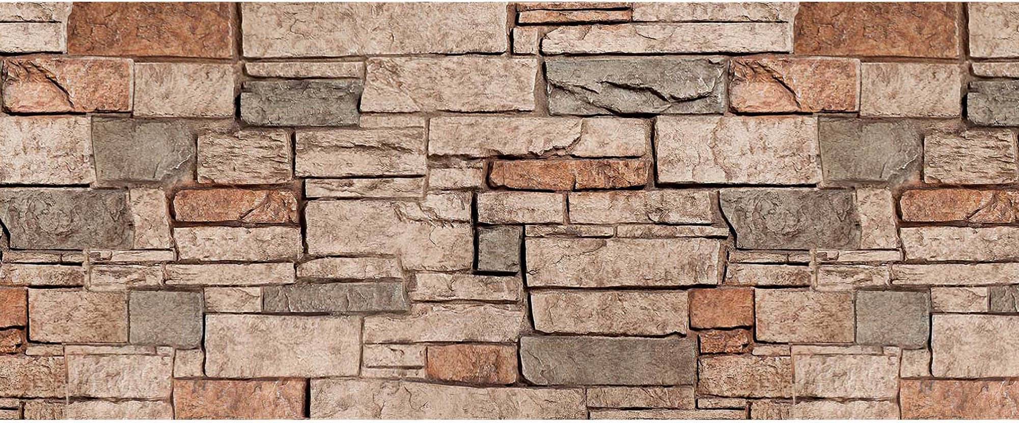     			WallDesign Stone Brick Wall Pattern - 8 cm W x 610 cm L Nature Sticker ( 610 x 8 cms )