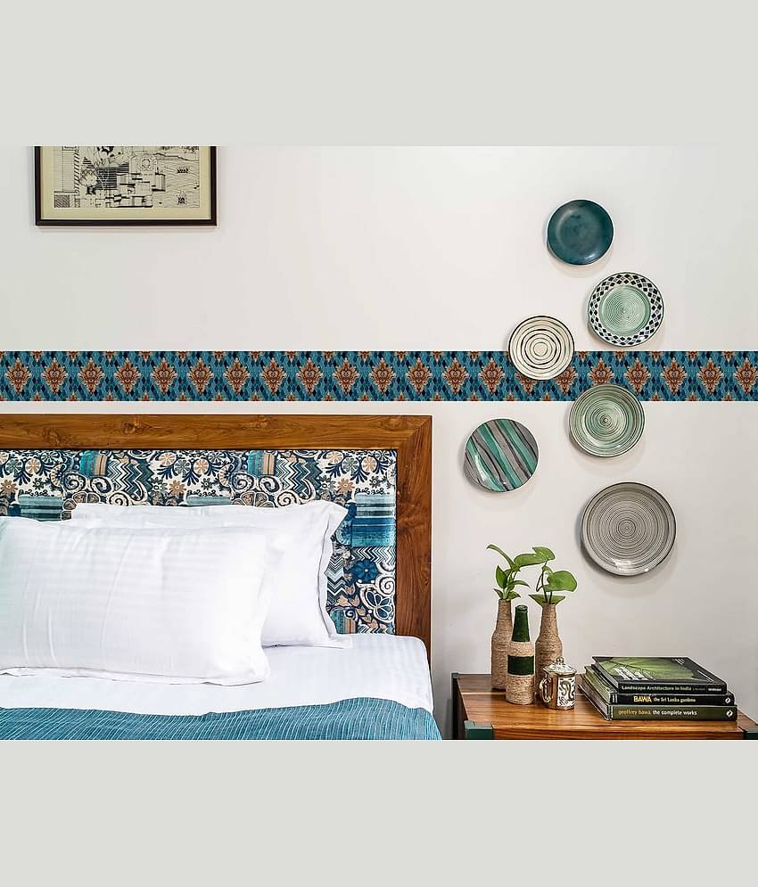 WallDesign Tile Floral Texture Rustic - 8 cm W x 305 cm L Abstract Sticker ( 305 x 8 cms )