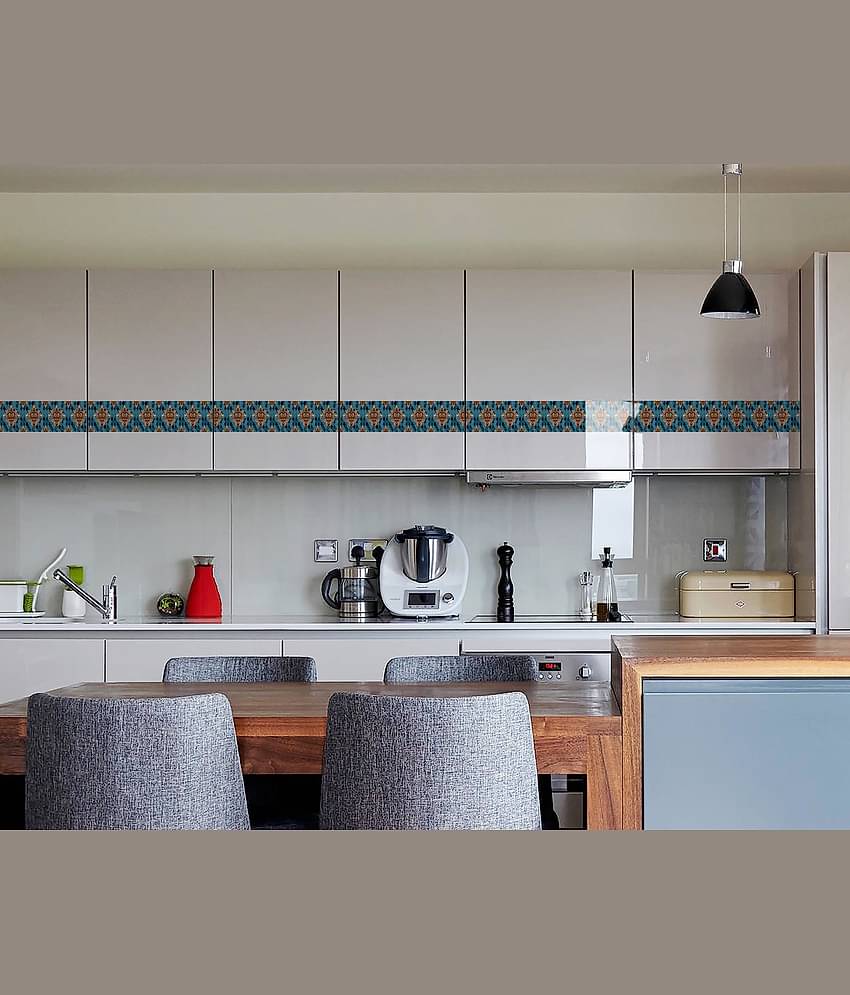 WallDesign Tile Floral Texture Rustic - 8 cm W x 305 cm L Abstract Sticker ( 305 x 8 cms )