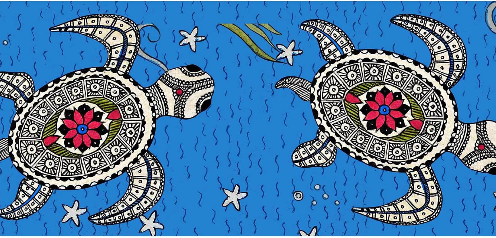     			WallDesign Tortoise Vintage Mosaic - 8 cm W x 488 cm L Abstract Sticker ( 488 x 8 cms )