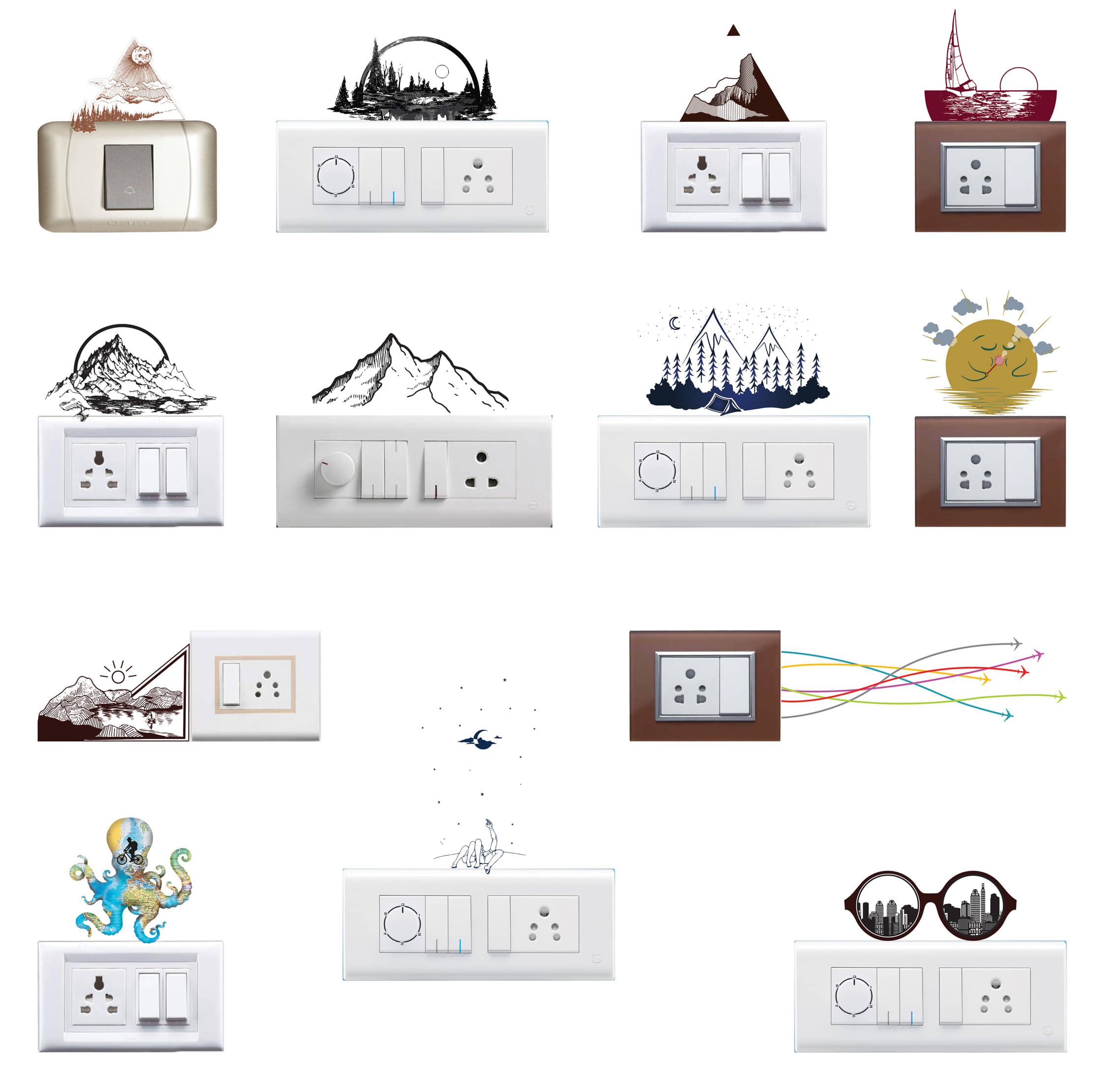 WallDesign Travel Theme Vinyl Switch Board Sticker - Pack of 14 WallDesign Travel Theme Vinyl Switch Board Sticker - Pack of 14