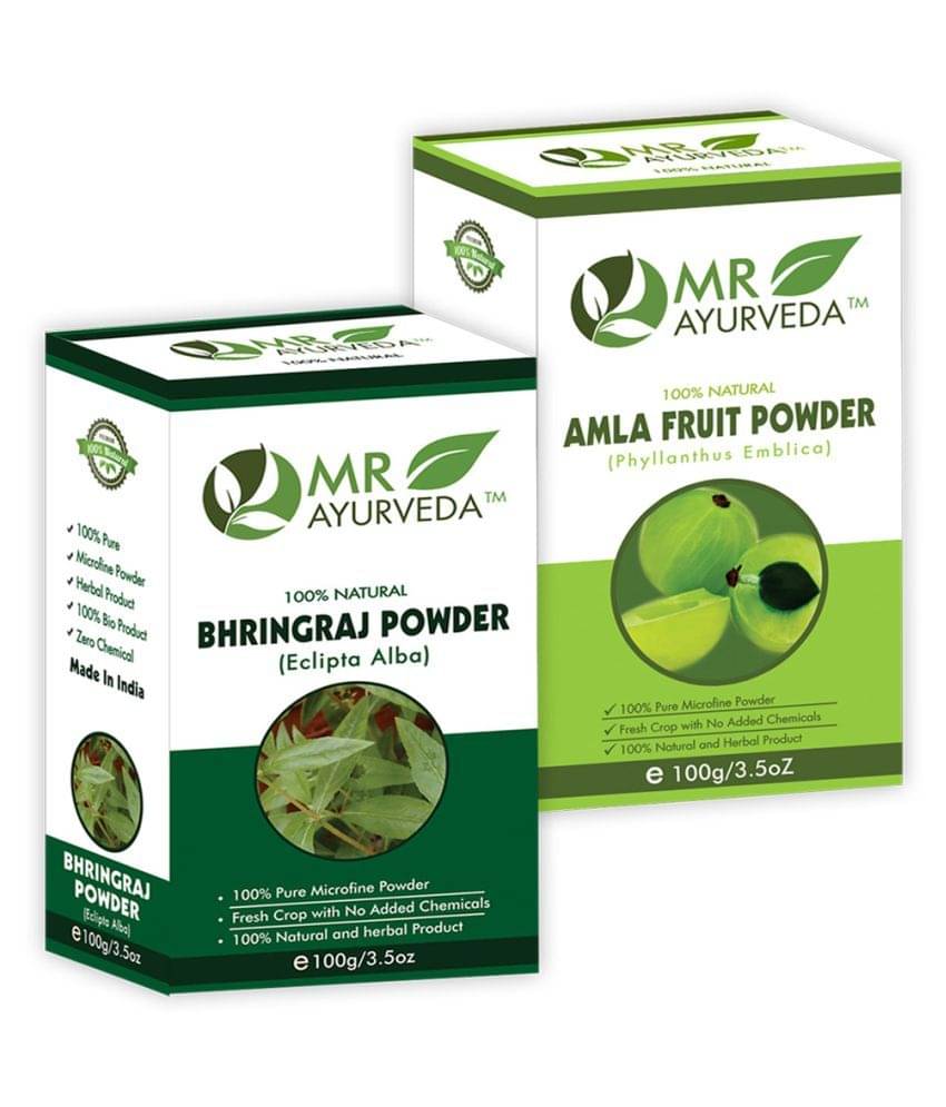     			MR Ayurveda 100% Natural Bhringraj  Powder & Amla Powder Hair Scalp Treatment 200 g Pack of 2