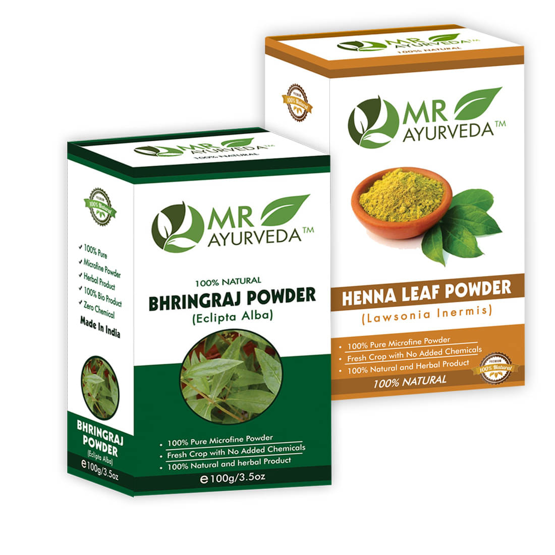 MR Ayurveda 100% Organic Bhringraj Powder and Henna Powder Hair Scalp Treatment 200 g Pack of 2 MR Ayurveda 100% Organic Bhringraj Powder and Henna Powder Hair Scalp Treatment 200 g Pack of 2
