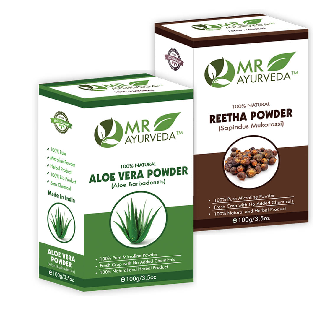     			MR Ayurveda 100% Pure Aloe Vera Powder and Reetha Powder Hair Scalp Treatment 200 g Pack of 2