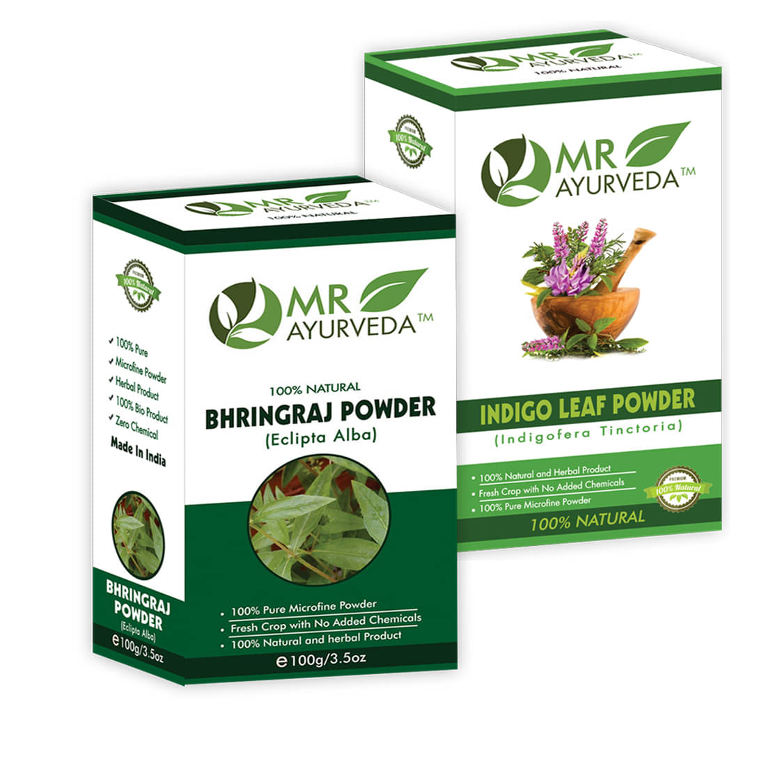 MR Ayurveda 100% Pure Bhringraj Powder and Indigo Powder Hair Scalp Treatment 200 g Pack of 2 MR Ayurveda 100% Pure Bhringraj Powder and Indigo Powder Hair Scalp Treatment 200 g Pack of 2