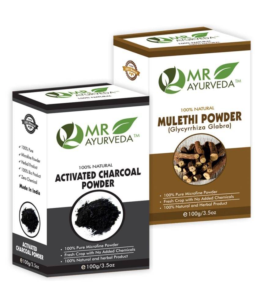     			MR Ayurveda Activated Charcoal Powder & Mulethi Powder Face Pack Masks 200 gm Pack of 2