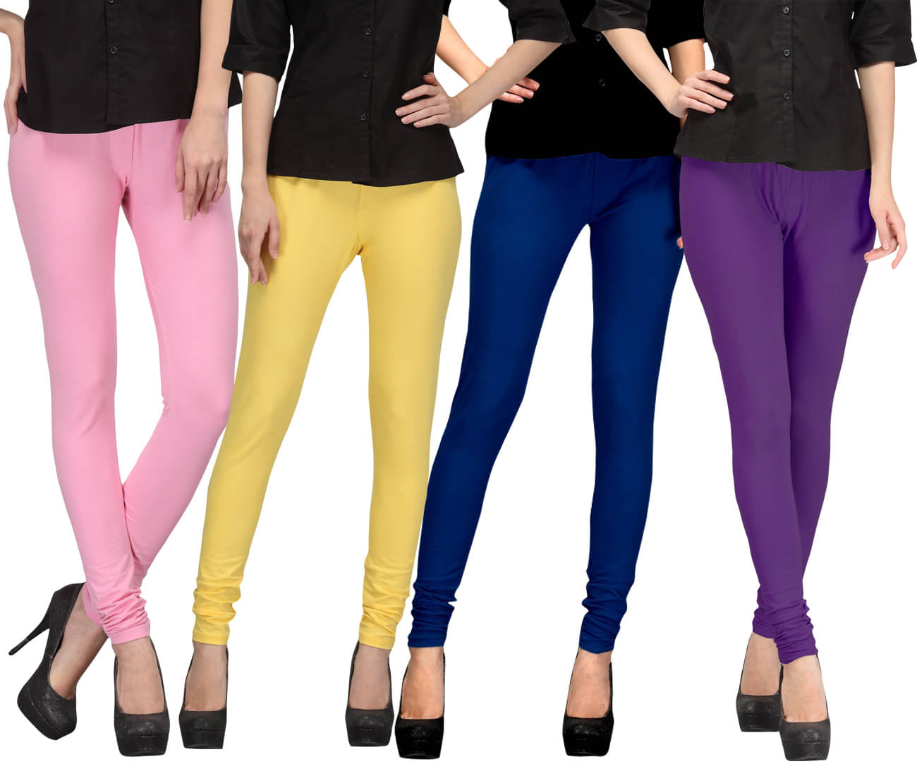     			FnMe - Pink Cotton Women's Leggings ( Pack of 4 )
