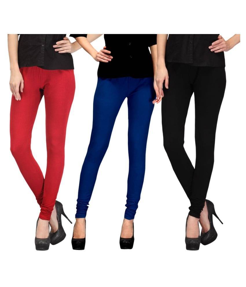     			FnMe - Red Cotton Women's Leggings ( Pack of 3 )