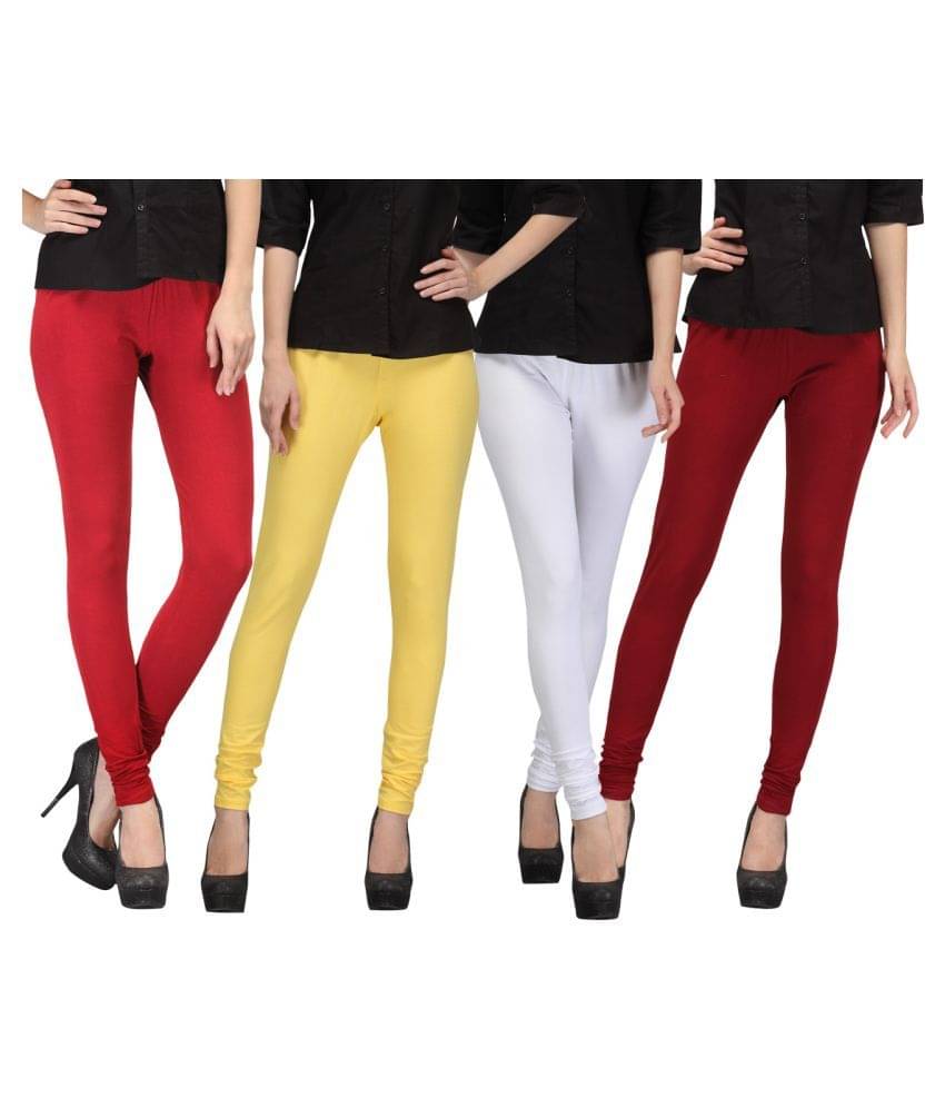     			FnMe - Red Cotton Women's Leggings ( Pack of 4 )