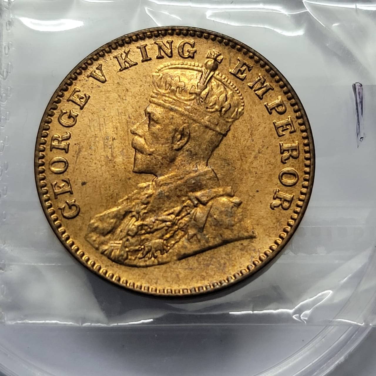     			George V One Quarter Anna 1930 Coin UNC