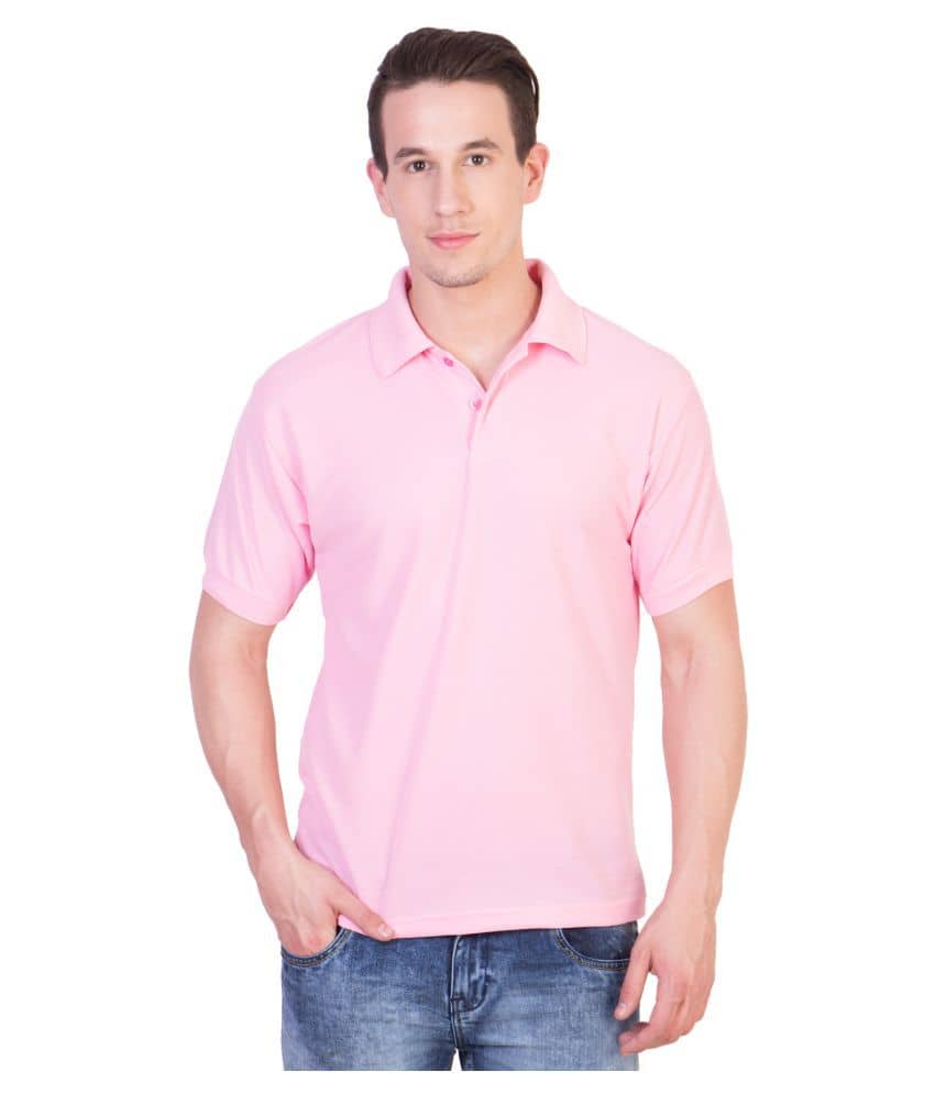 HVN Pack of 1 Cotton Blend Regular Fit Plain Men's Polo T Shirt ( Pink )