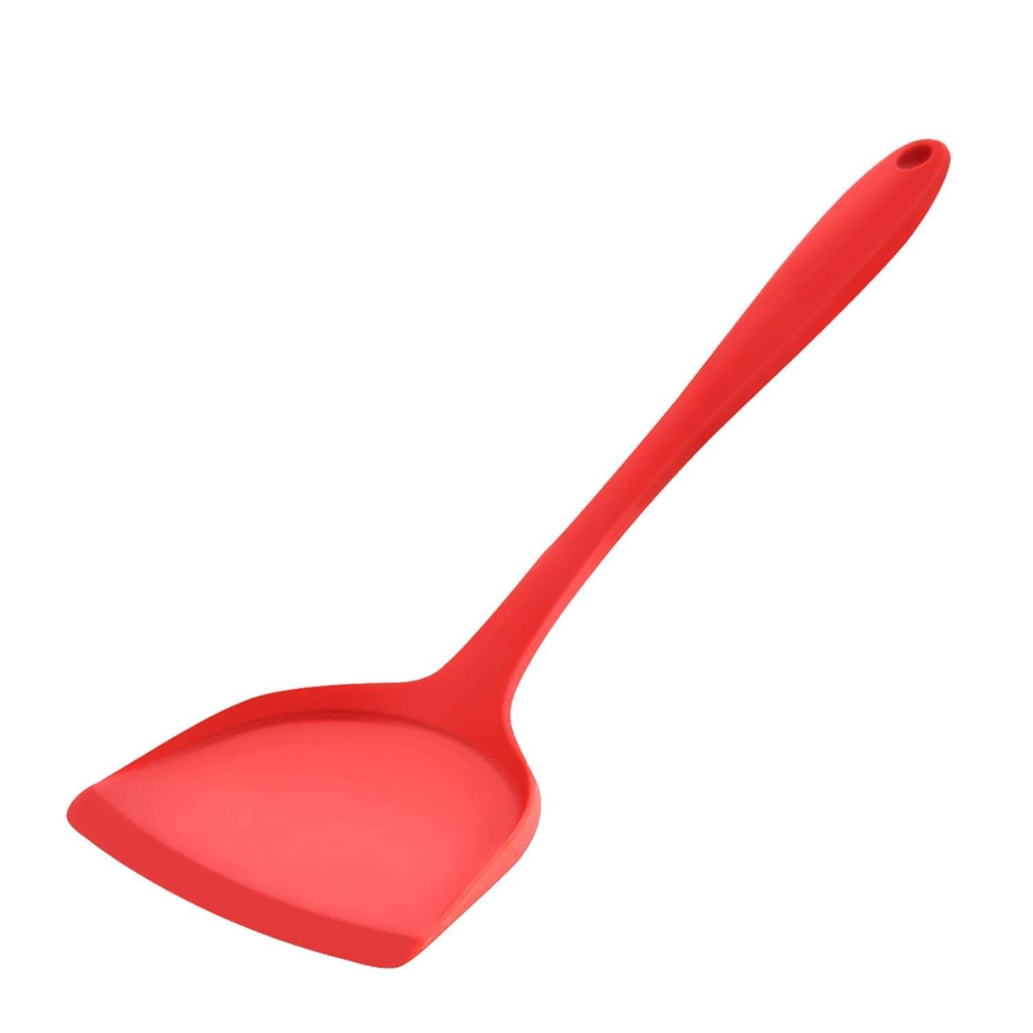     			Baskety Silicone Spatula with Stainless Steel Core Wok Serving Spatula( Pack of 1, Red )