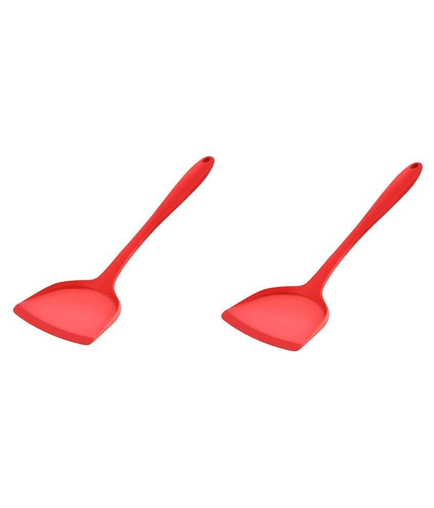 Baskety Silicone Flexible Serving Mixing Nonstick Spatula ( Pack of 2, Red ) Baskety Silicone Flexible Serving Mixing Nonstick Spatula ( Pack of 2, Red )